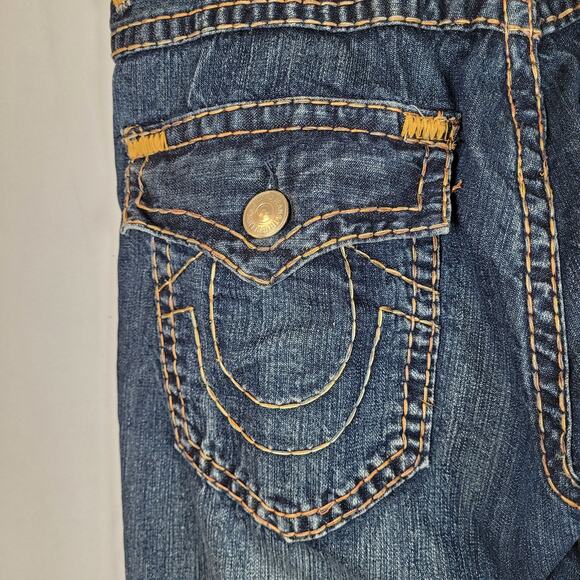 TRUE RELIGION LOGAN SUPER T Flap Y2K Men's Jeans 38X31 Regular Fit Blue K12832 - Picture 7 of 16